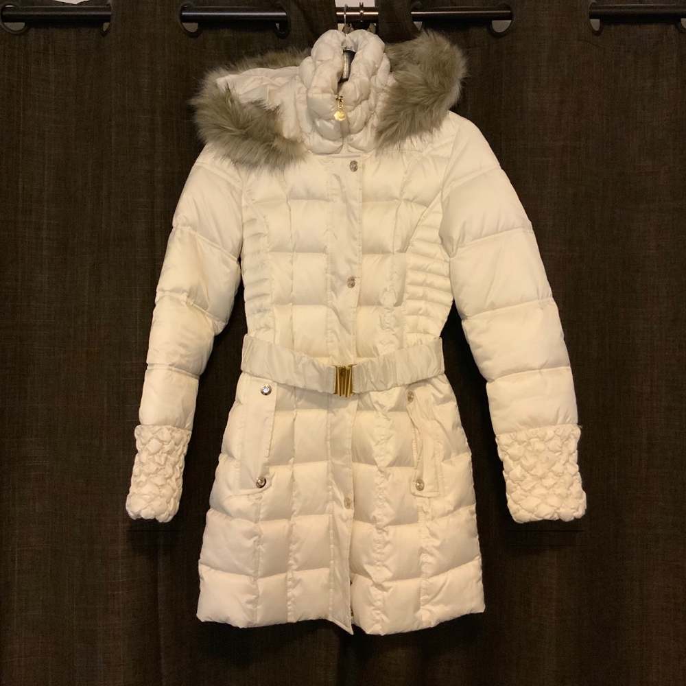 Betsey Johnson Ivory Puffer Down Coat Size Small